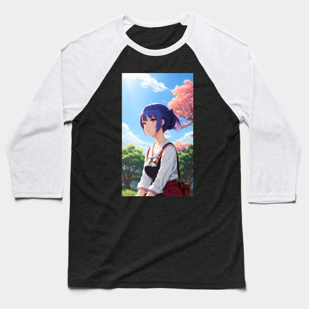 Anime Girl With Blue Hair 01 Baseball T-Shirt by SanTees